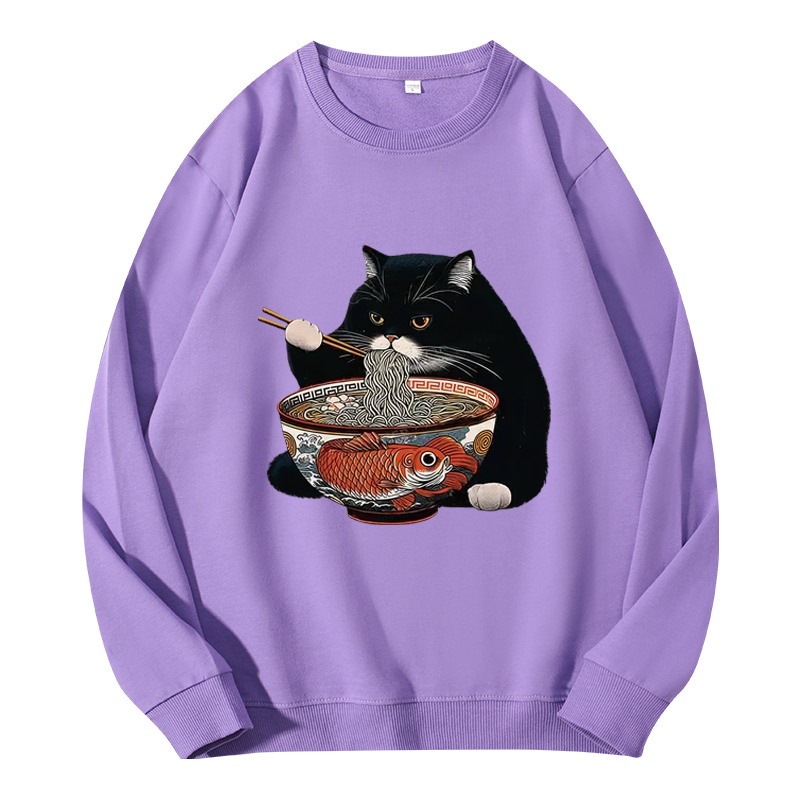 Tokyocanvas Fat Cat Eating Ramen Classic Sweatshirt