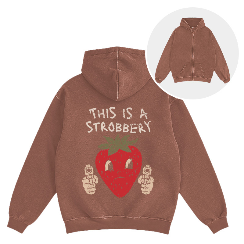 Tokyocanvas This is a Strawberry Washed Zip Hoodie