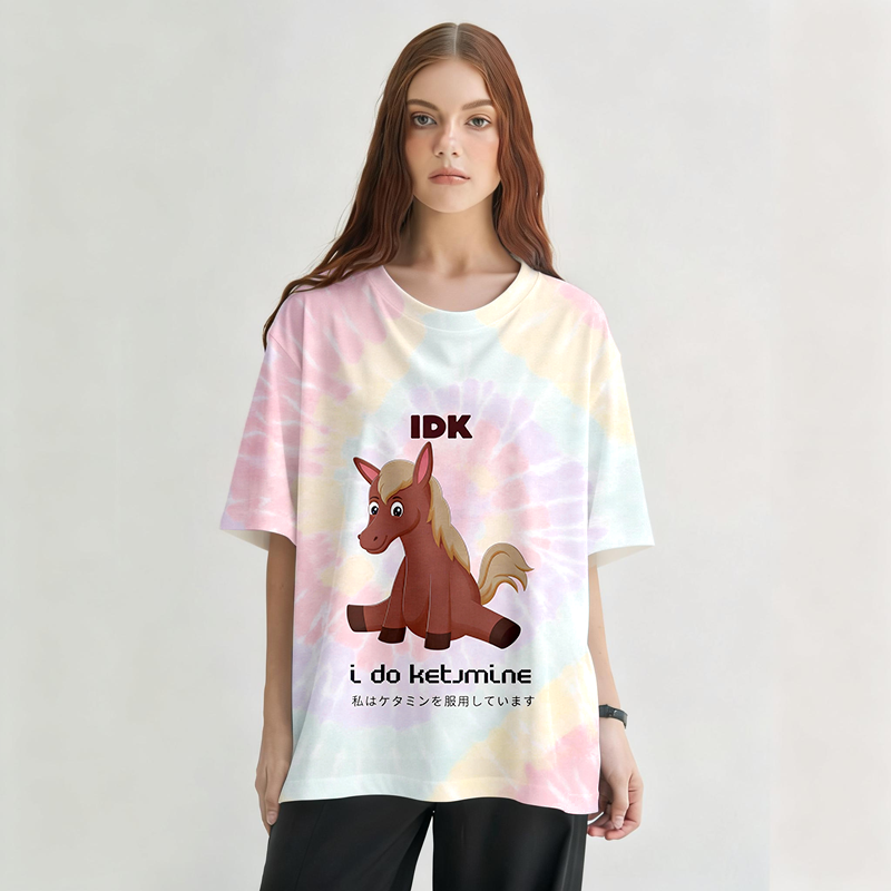 Tokyocanvas Funny Horse Graphic Print T-shirt