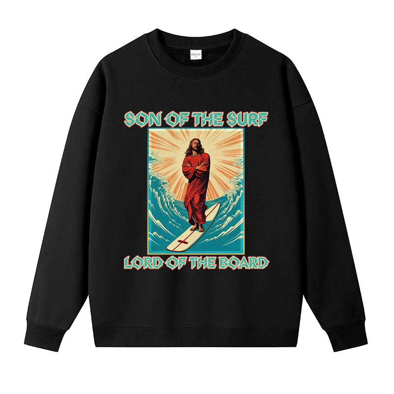 Tokyocanvas Jesus Surfer Fleece Lined Sweatshirt