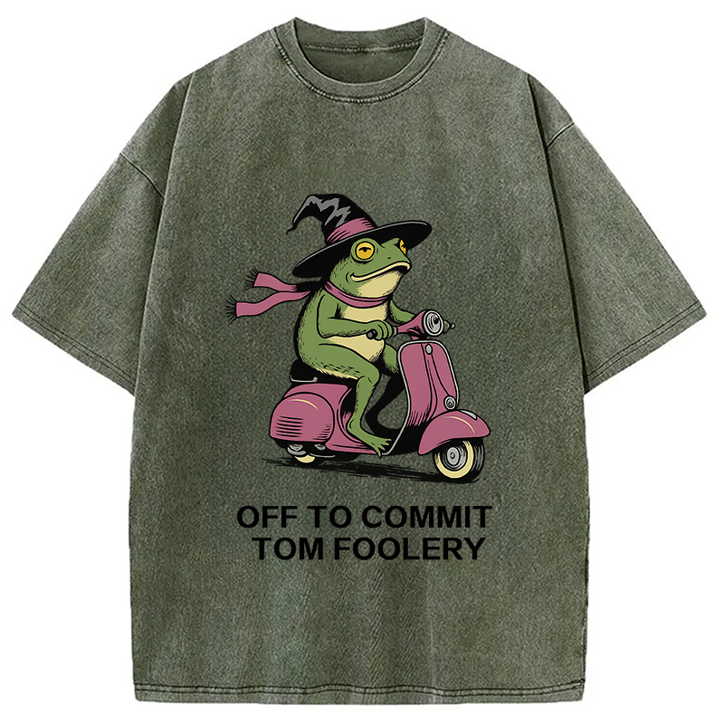 Tokyocanvas Off to Commit Tom Foolery Frog Washed T-Shirt