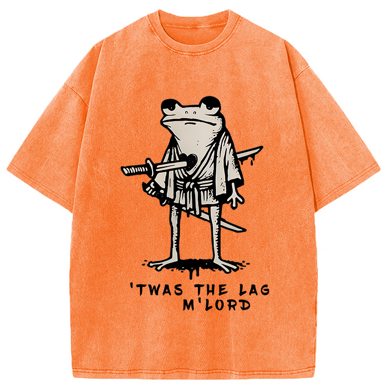 Tokyocanvas Funny Frog Samurai Washed T-Shirt