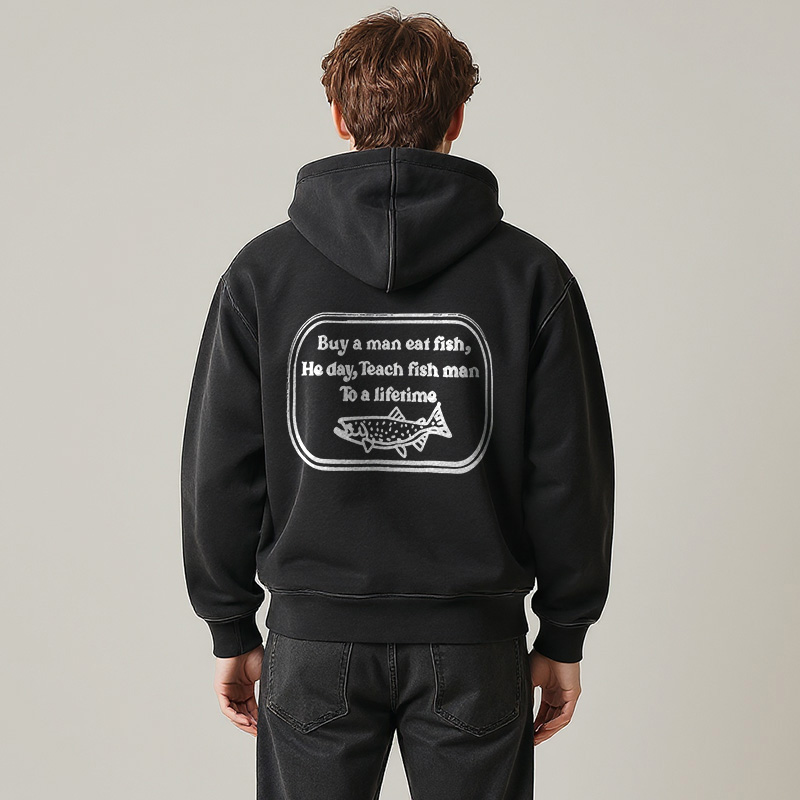 Tokyocanvas Teach fish man To a lifetime Washed Zip Hoodie