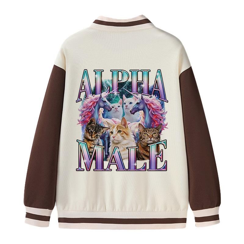Tokyocanvas Alpha Male Unicorn Cat Varsity Jacket