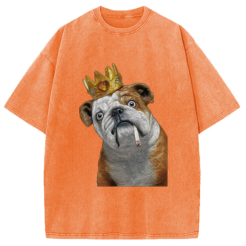 Tokyocanvas King Dog Smoking Washed T-Shirt