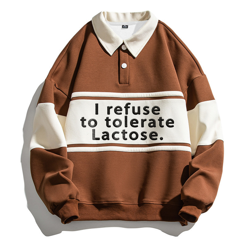 Tokyocanvas I Refuse To Tolerate Lactose Polo Embroidered Sweatshirt