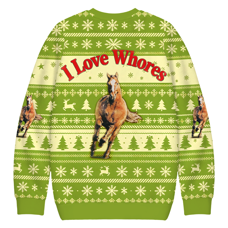 Tokyocanvas I Love Horse Run Christmas Ugly Sweatshirt
