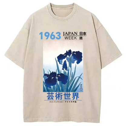 Tokyocanvas Iris Flowers Washed T-Shirt