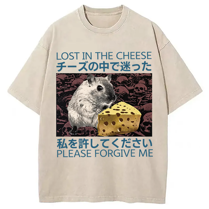 Tokyocanvas Lost in Cheese Japanese Rat Washed T-Shirt