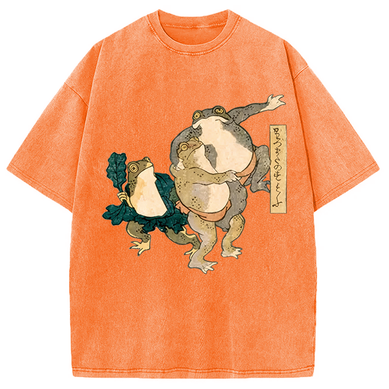 Tokyocanvas Sumo Frogs Japan Washed T-Shirt