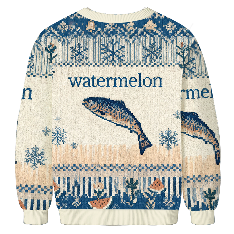 Tokyocanvas Watermelon Fish Christmas Ugly Sweatshirt