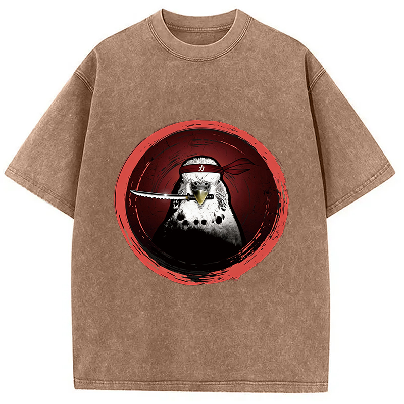 Tokyocanvas Funny Parrot Samura Washed T-Shirt