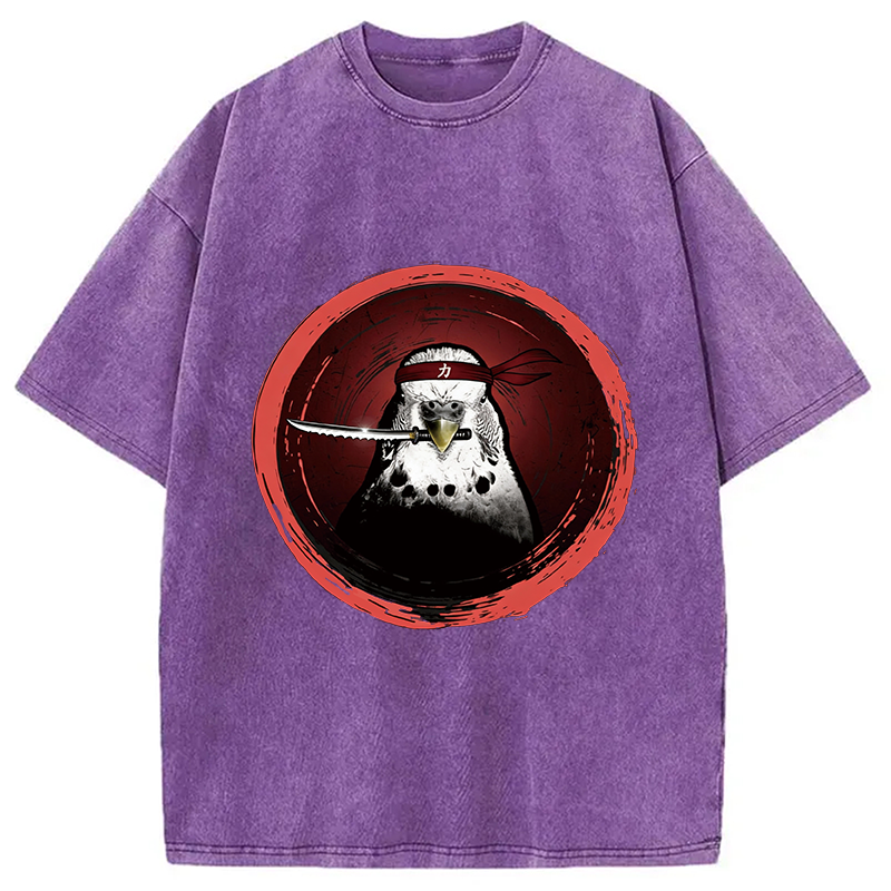 Tokyocanvas Funny Parrot Samura Washed T-Shirt