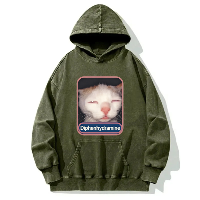 Tokyocanvas Diphenhydramine Cat Meme Washed Hoodie