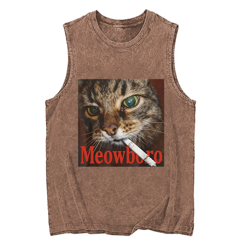 Tokyocanvas Funny Smoking Cat Meme Washed Tank