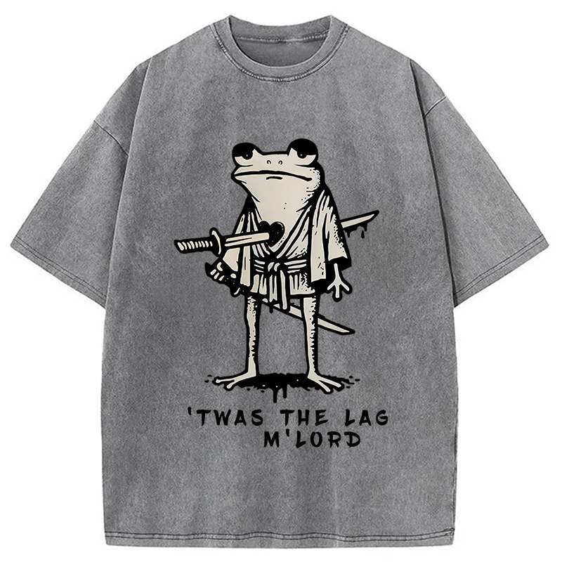 Tokyocanvas Funny Frog Samurai Washed T-Shirt