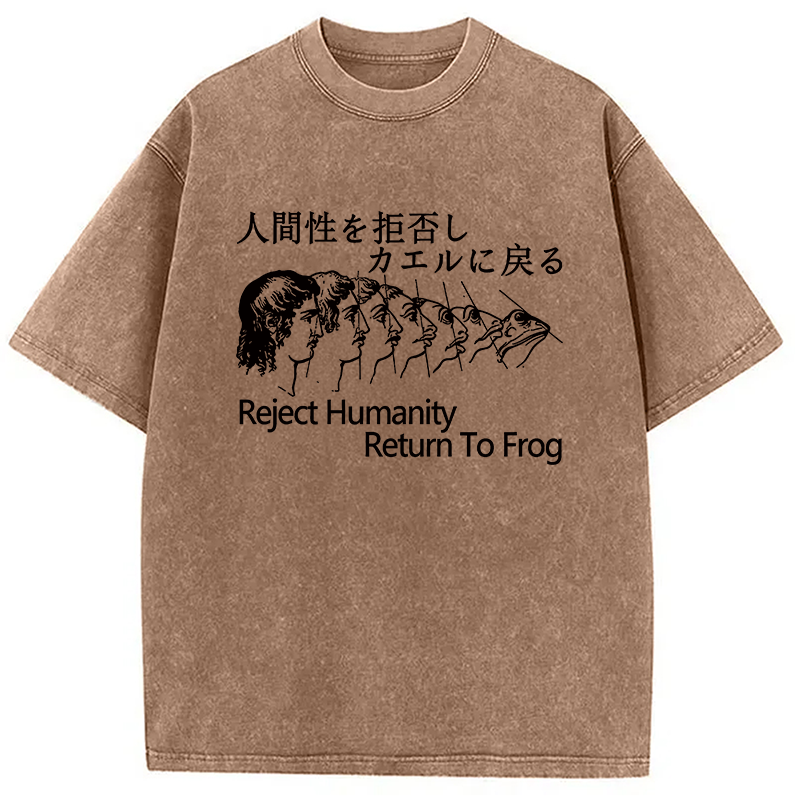 Tokyocanvas Reject Humanity Return To Frog Washed T-Shirt