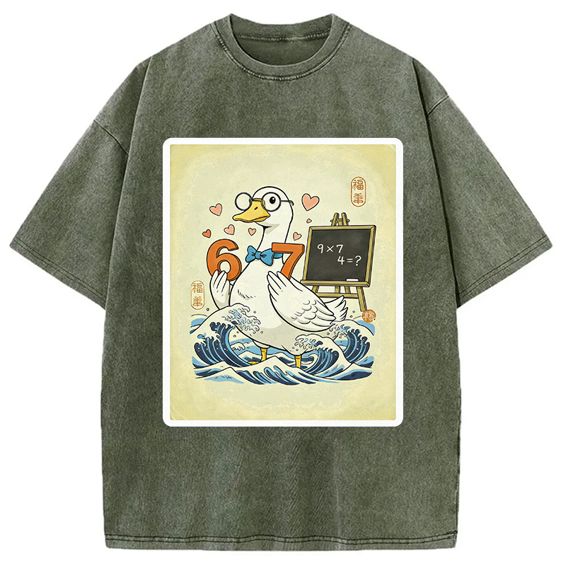 Tokyocanvas Japanese Goose Teacher 6 7 Meme Washed T-Shirt