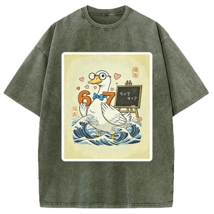 Tokyocanvas Japanese Goose Teacher 6 7 Meme Washed T-Shirt
