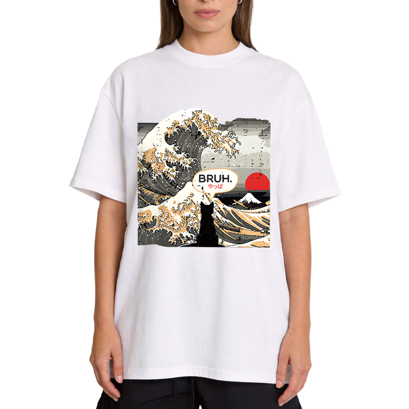 Tokyocanvas Bruh Cat Great Wave Classic T-Shirt