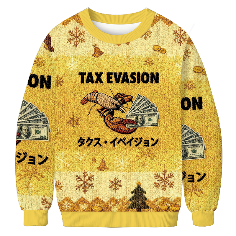 Tokyocanvas Tux Evasion Funny Christmas Ugly Sweatshirt