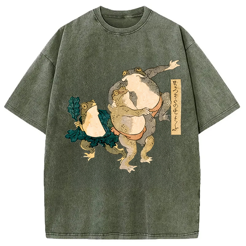 Tokyocanvas Sumo Frogs Japan Washed T-Shirt