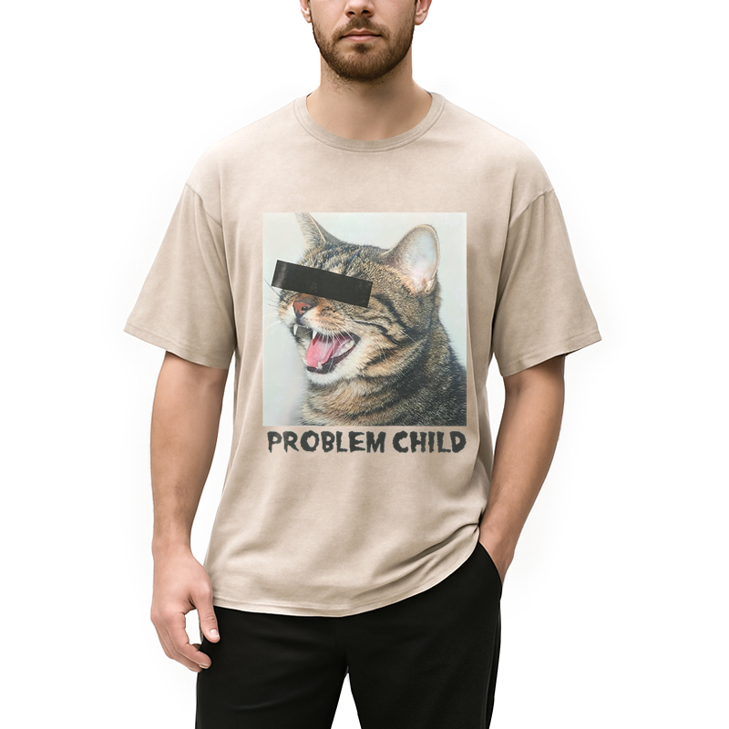 Tokyocanvas Problem Child Cat Washed T-Shirt