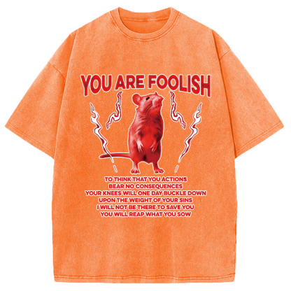 Tokyocanvas You Are Foolish Rat Washed T-Shirt