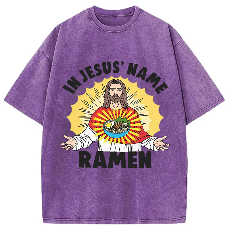 Tokyocanvas In Jesus' Name Ramen Washed T-Shirt