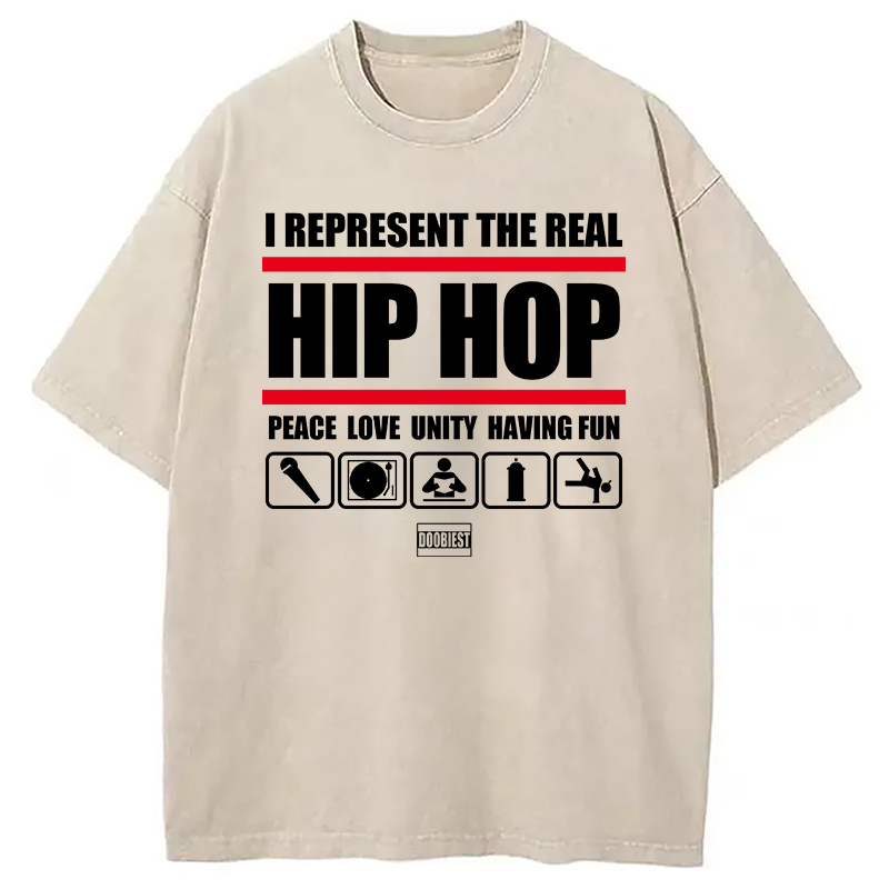 Tokyocanvas I Represent Real Hip-hop Washed T-Shirt