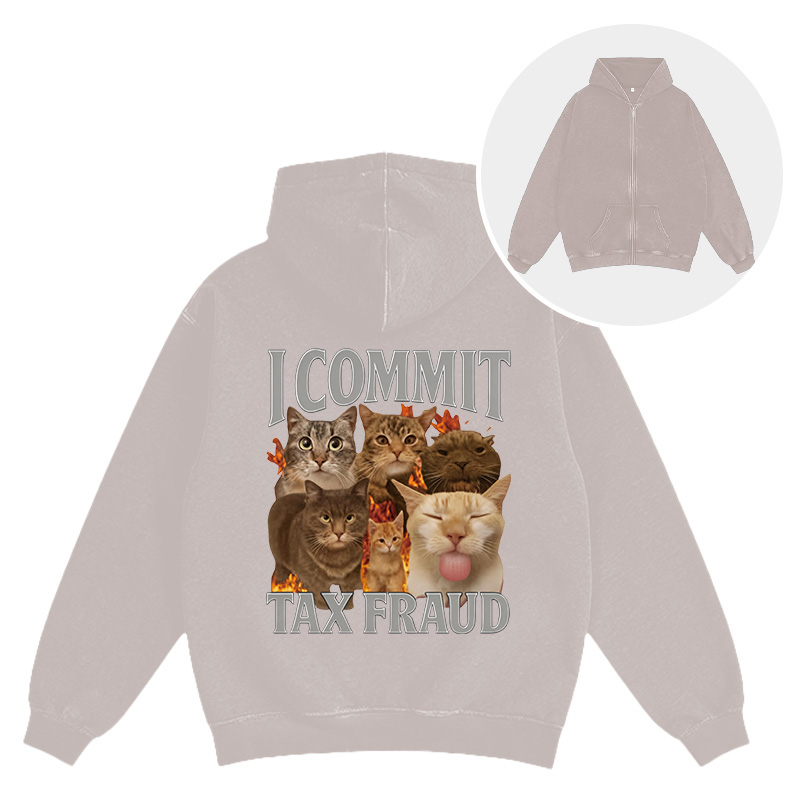 Tokyocanvas I Commit Tax Fraud Washed Zip Hoodie