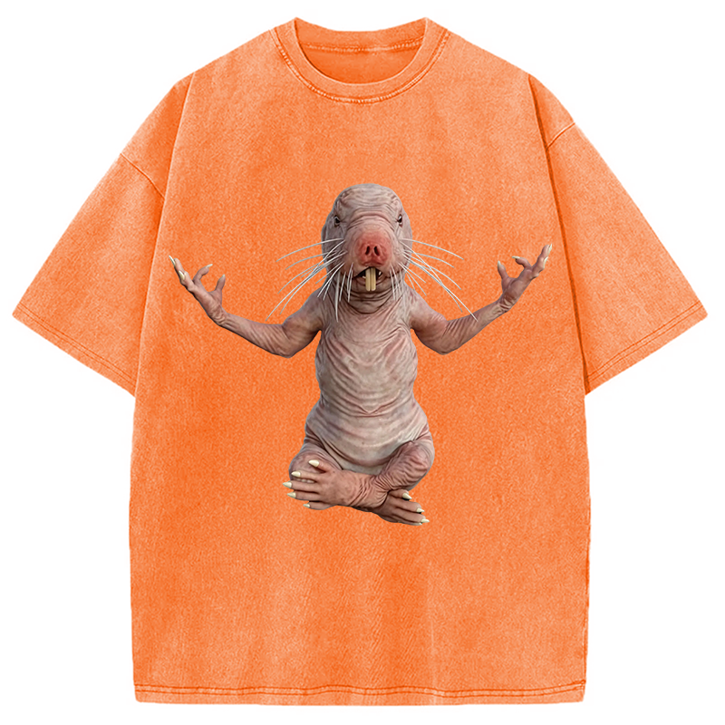 Tokyocanvas Funny Naked Mole-Rat Washed T-Shirt
