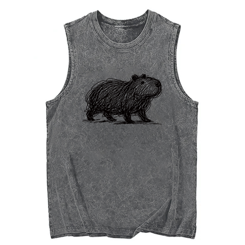 Tokyocanvas Minimalist Capybara Washed Tank
