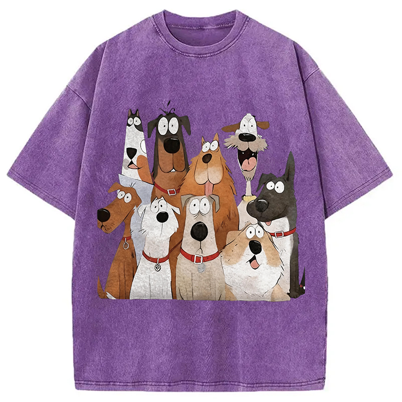 Tokyocanvas Funny Cute Dog Art Print Washed T-Shirt