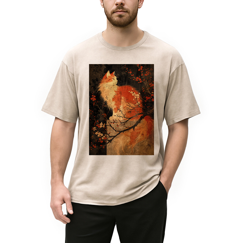 Tokyocanvas Japan Cat Washed T-Shirt