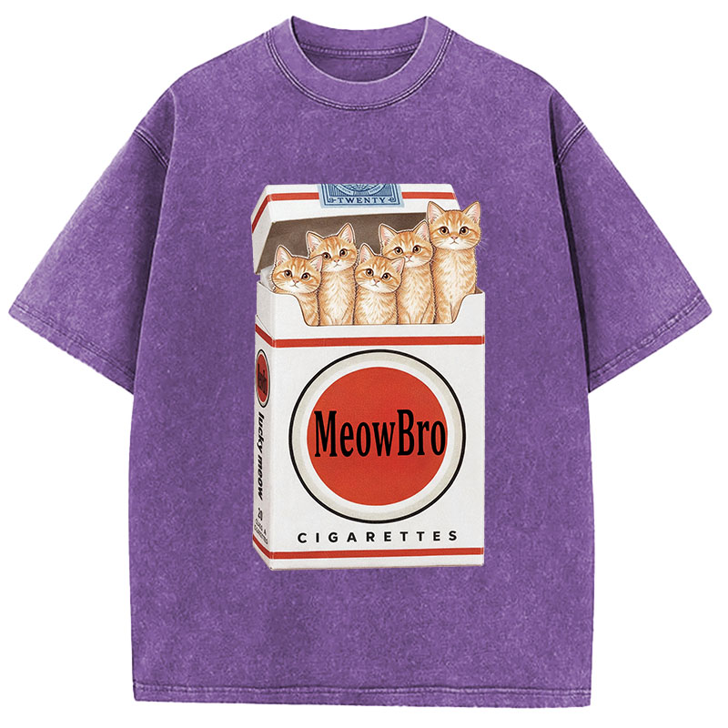 Tokyocanvas MeowBro Funny Washed T-Shirt