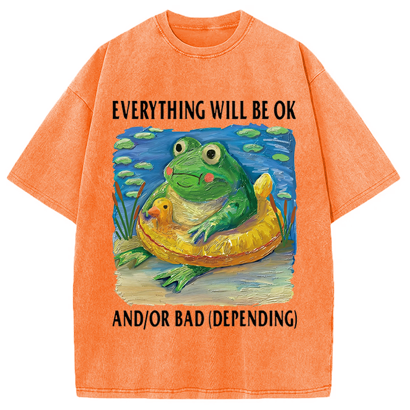 Tokyocanvas Everythings Ok Frog Washed T-Shirt