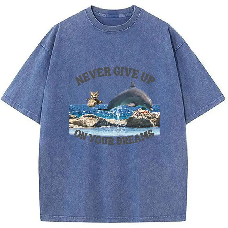 Tokyocanvas Never Give Up On Your Dreams Washed T-Shirt