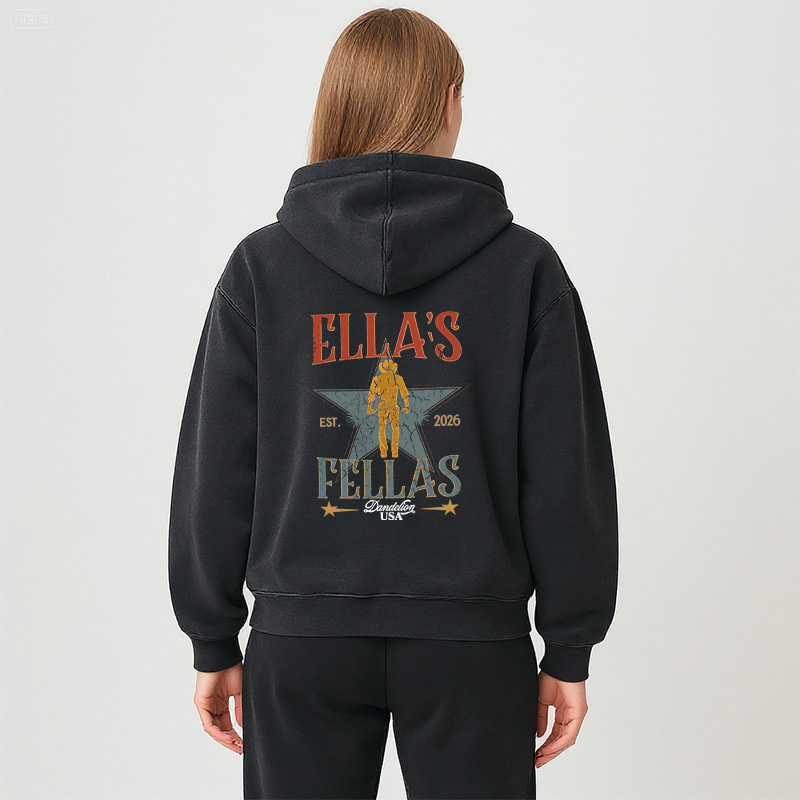 Tokyocanvas Vintage Ellas Fellas 90s Washed Zip Hoodie