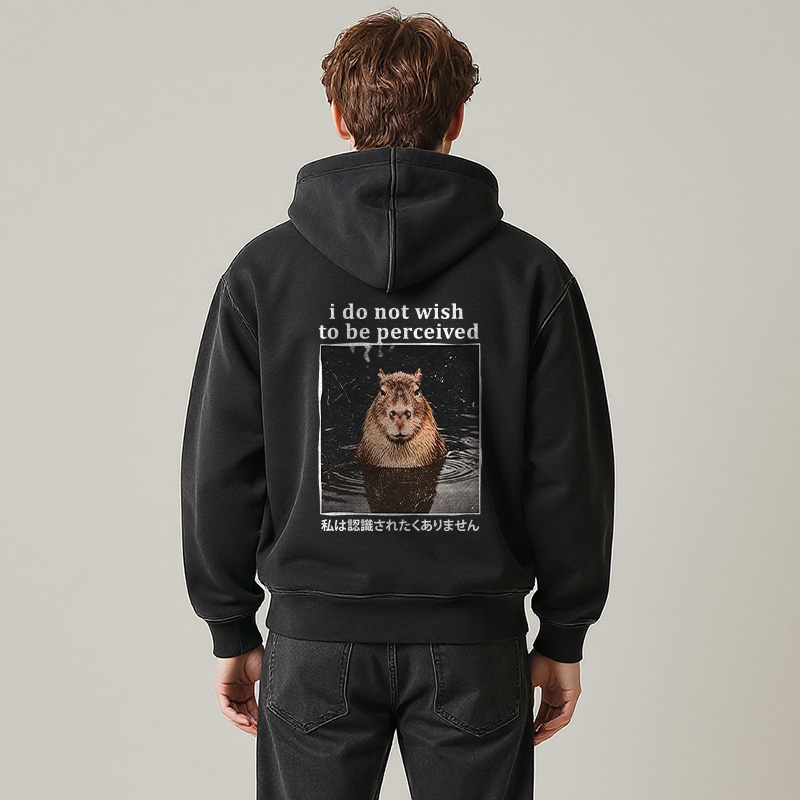 Tokyocanvas I Do Not Wish to Be Perceived Capybara Washed Zip Hoodie