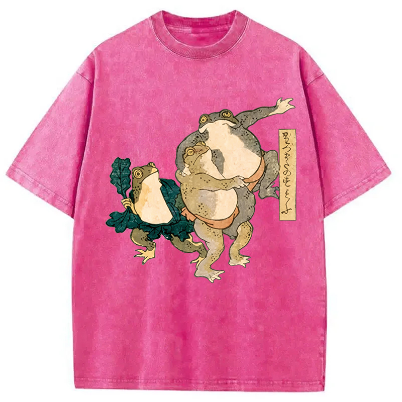 Tokyocanvas Sumo Frogs Japan Washed T-Shirt
