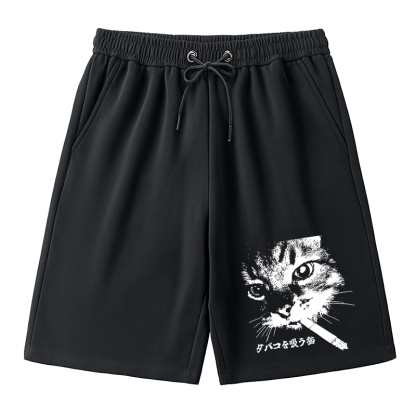 Tokyocanvas Retro Cat Smoking Classic Short