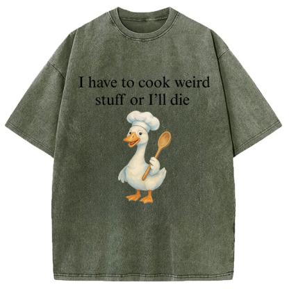 Tokyocanvas Silly Goose Baker Funny Cooking Meme Washed T-Shirt