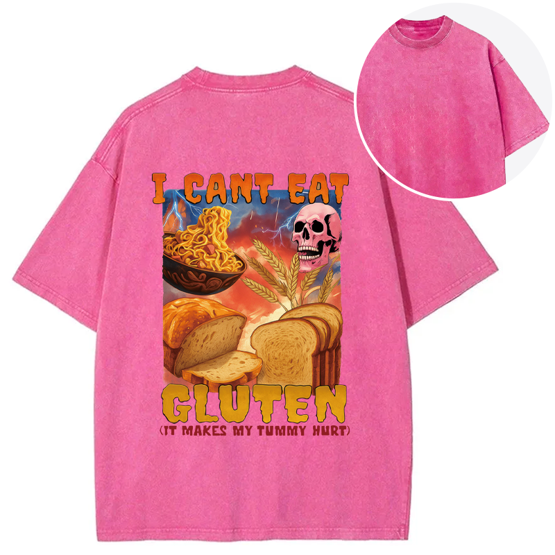 Tokyocanvas I Can't Eat Gluten Funny Meme Back Washed T-Shirt