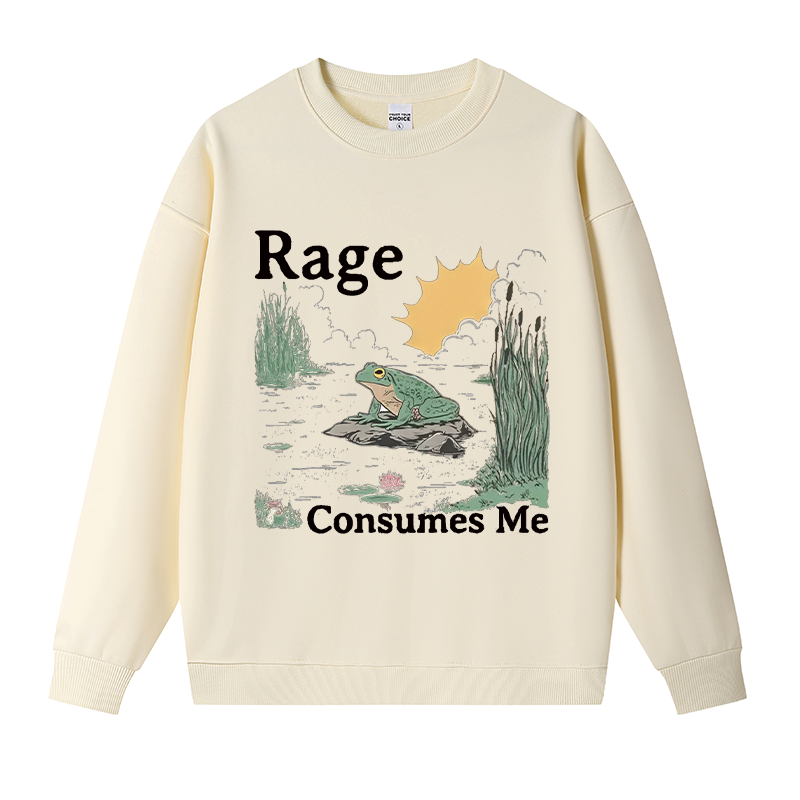 Tokyocanvas Rage Consumes Me Frog Pond Fleece Lined Sweatshirt