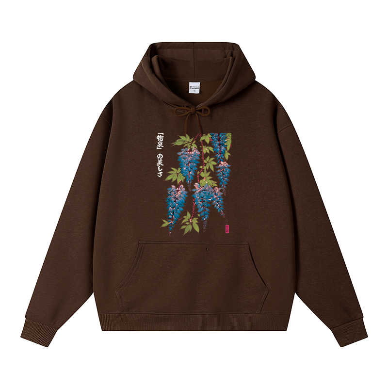 Tokyocanvas Wisteria Flowers Fleece Lined Hoodie