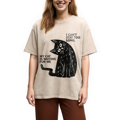 Tokyocanvas My Cat Is Waiting for Me Washed T-Shirt