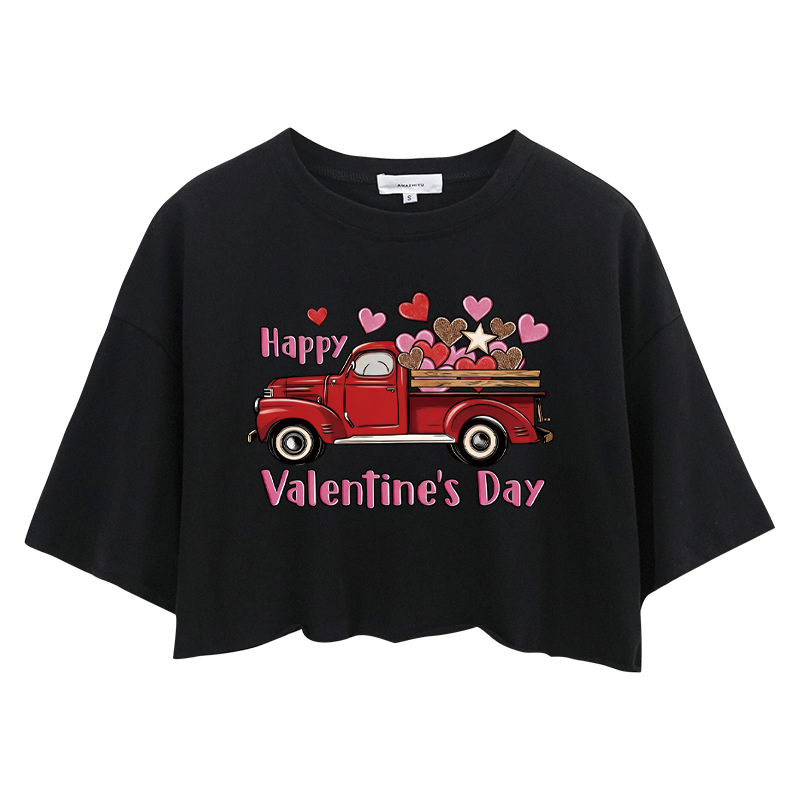 Tokyocanvas Happy Valentine's Day Truck Crop Top