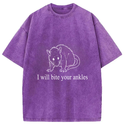 Tokyocanvas I Will Bite Your Ankles Funny Possum Washed T-Shirt