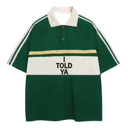 Tokyocanvas I TOLD YA Polo Embroidered T-Shirt